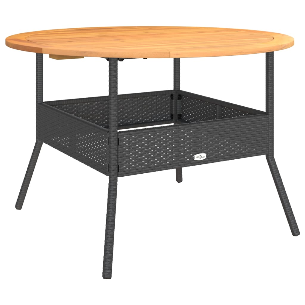 Tuintafel met acaciahouten blad Ø110x71 cm poly rattan zwart is nu te koop bij PeponiXL, paradijselijk wonen!