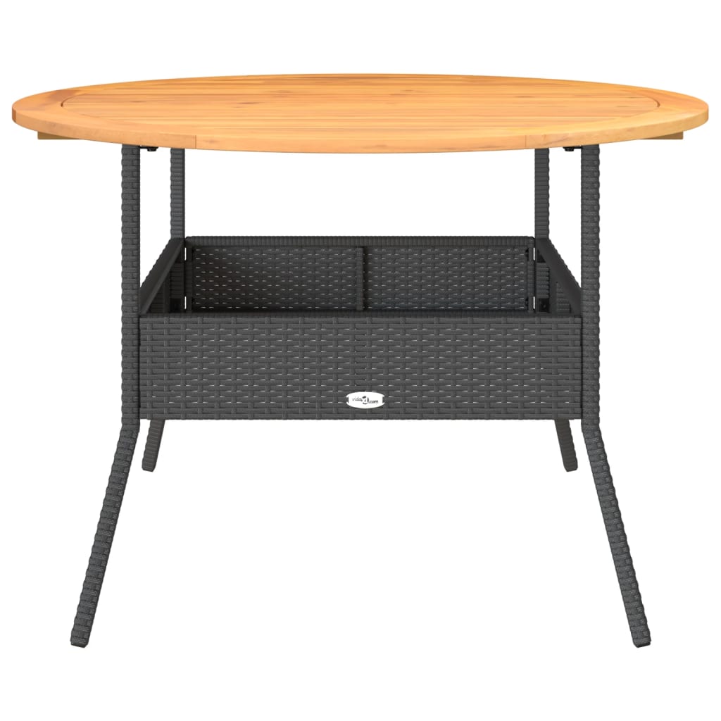 Tuintafel met acaciahouten blad Ø110x71 cm poly rattan zwart is nu te koop bij PeponiXL, paradijselijk wonen!