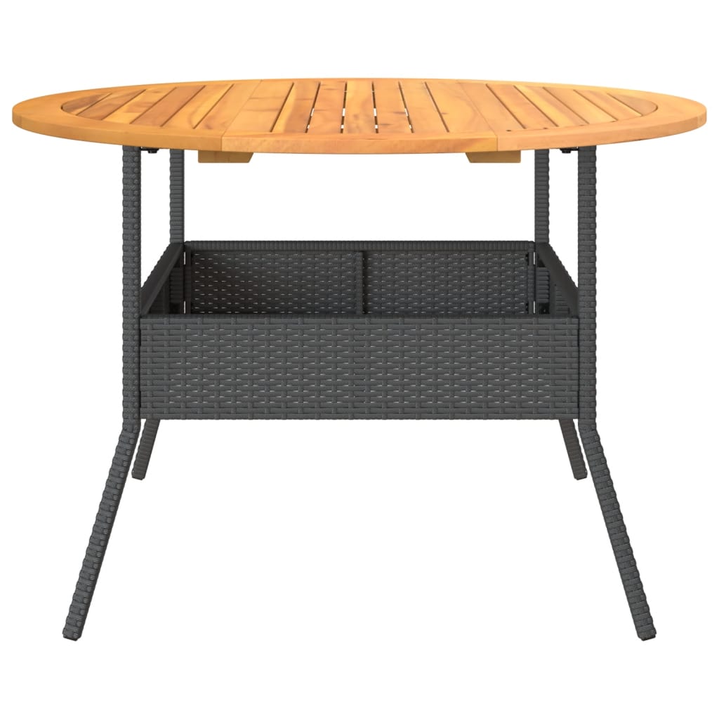Tuintafel met acaciahouten blad Ø110x71 cm poly rattan zwart is nu te koop bij PeponiXL, paradijselijk wonen!