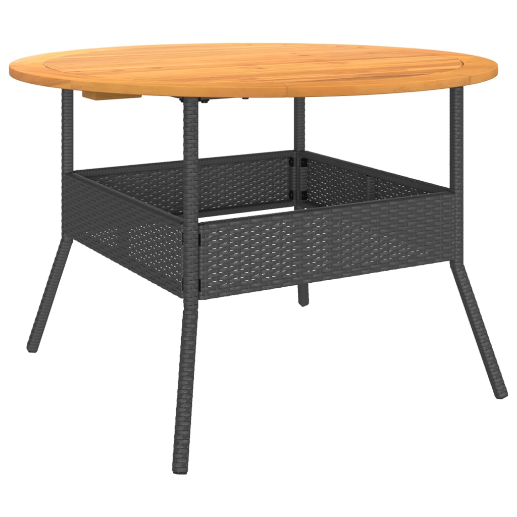 Tuintafel met acaciahouten blad Ø110x71 cm poly rattan zwart is nu te koop bij PeponiXL, paradijselijk wonen!