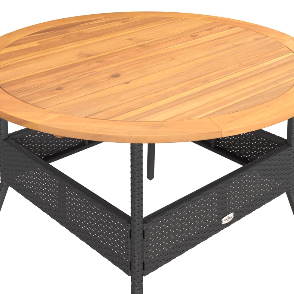 Tuintafel met acaciahouten blad Ø110x71 cm poly rattan zwart is nu te koop bij PeponiXL, paradijselijk wonen!