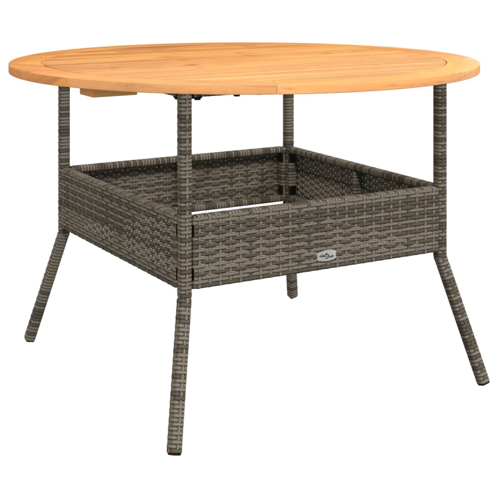 Tuintafel met acaciahouten blad Ø110x71 cm poly rattan grijs is nu te koop bij PeponiXL, paradijselijk wonen!
