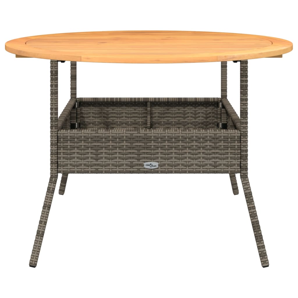 Tuintafel met acaciahouten blad Ø110x71 cm poly rattan grijs is nu te koop bij PeponiXL, paradijselijk wonen!