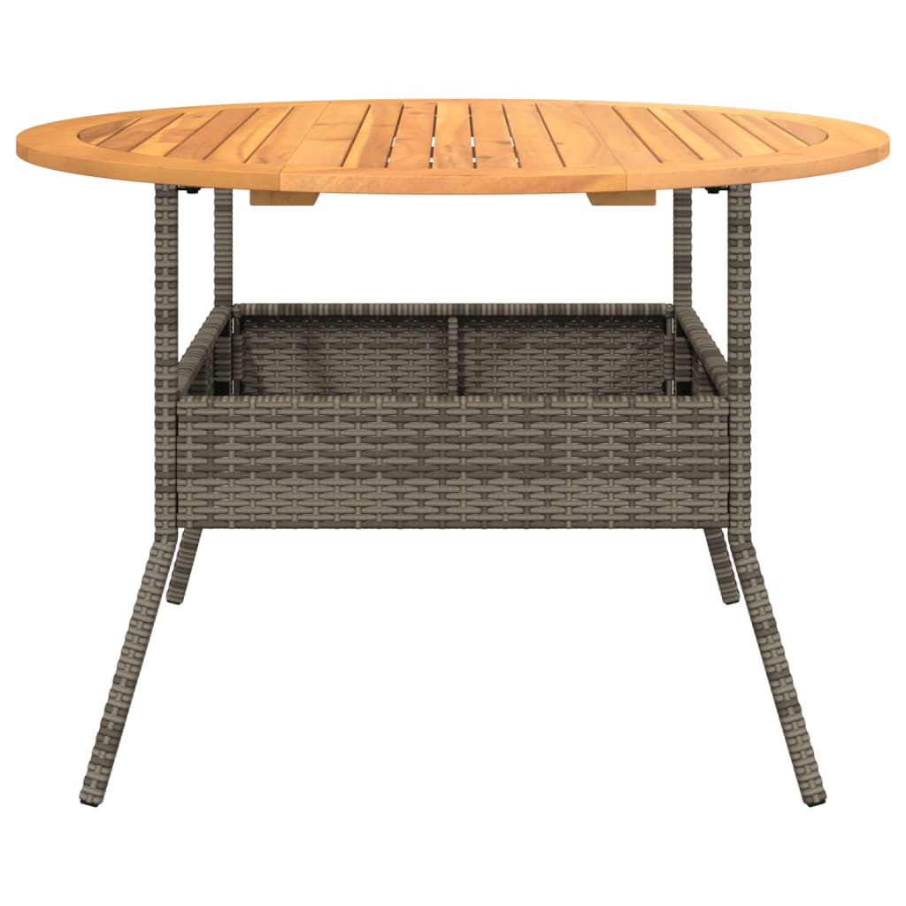 Tuintafel met acaciahouten blad Ø110x71 cm poly rattan grijs is nu te koop bij PeponiXL, paradijselijk wonen!