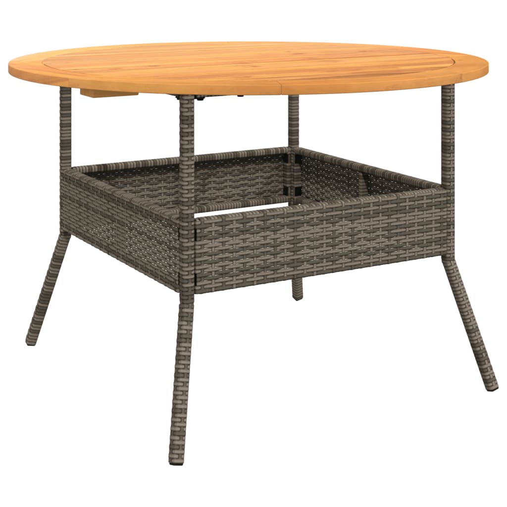 Tuintafel met acaciahouten blad Ø110x71 cm poly rattan grijs is nu te koop bij PeponiXL, paradijselijk wonen!
