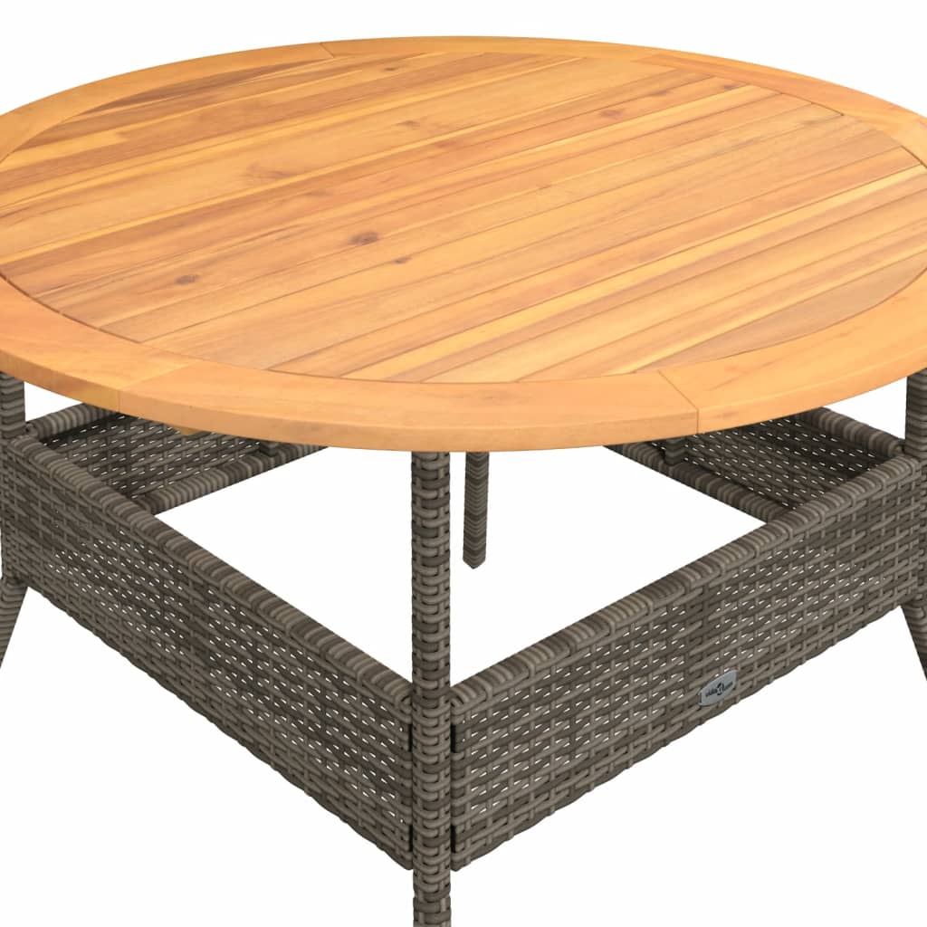 Tuintafel met acaciahouten blad Ø110x71 cm poly rattan grijs is nu te koop bij PeponiXL, paradijselijk wonen!