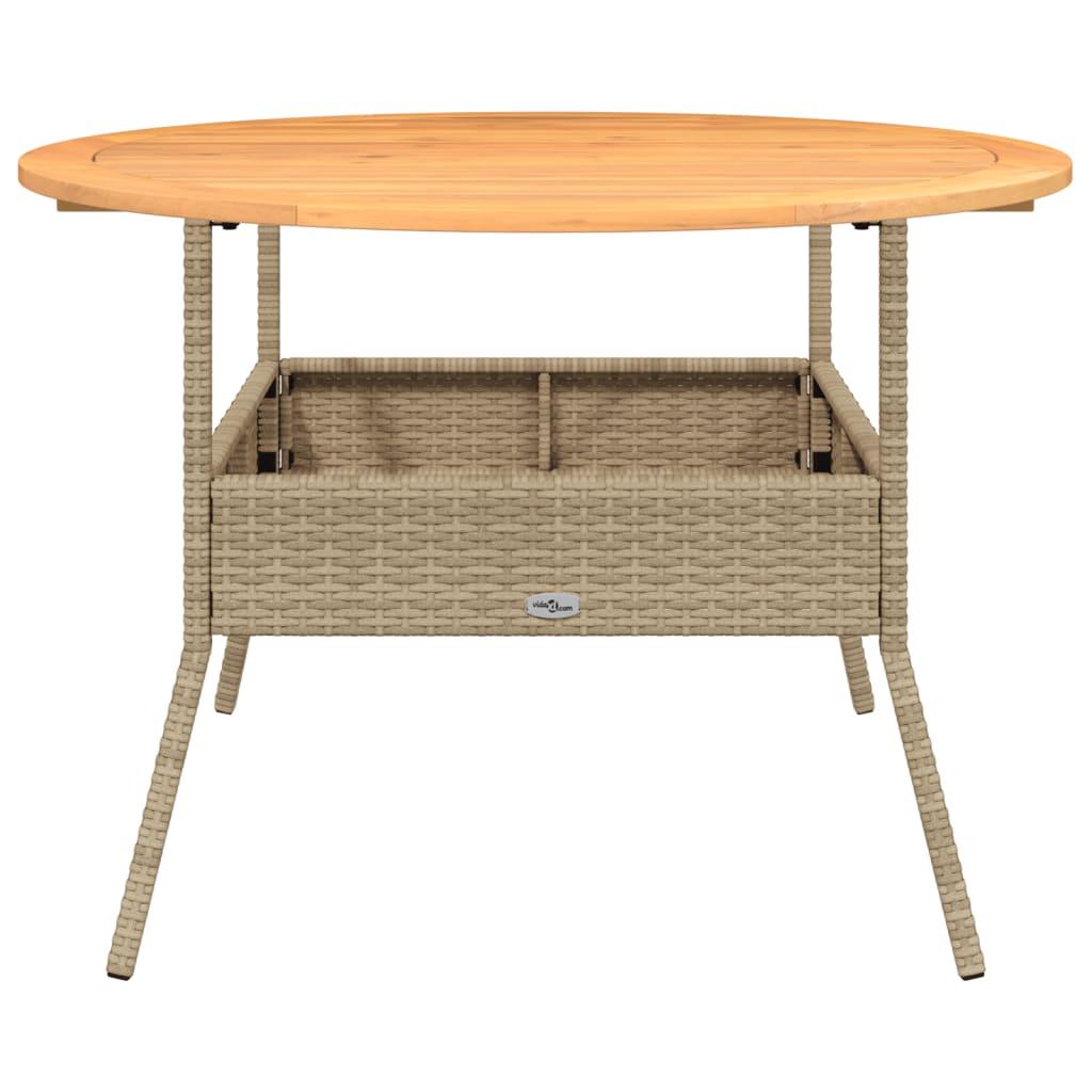 Tuintafel met acaciahouten blad Ø110x71 cm poly rattan beige is nu te koop bij PeponiXL, paradijselijk wonen!