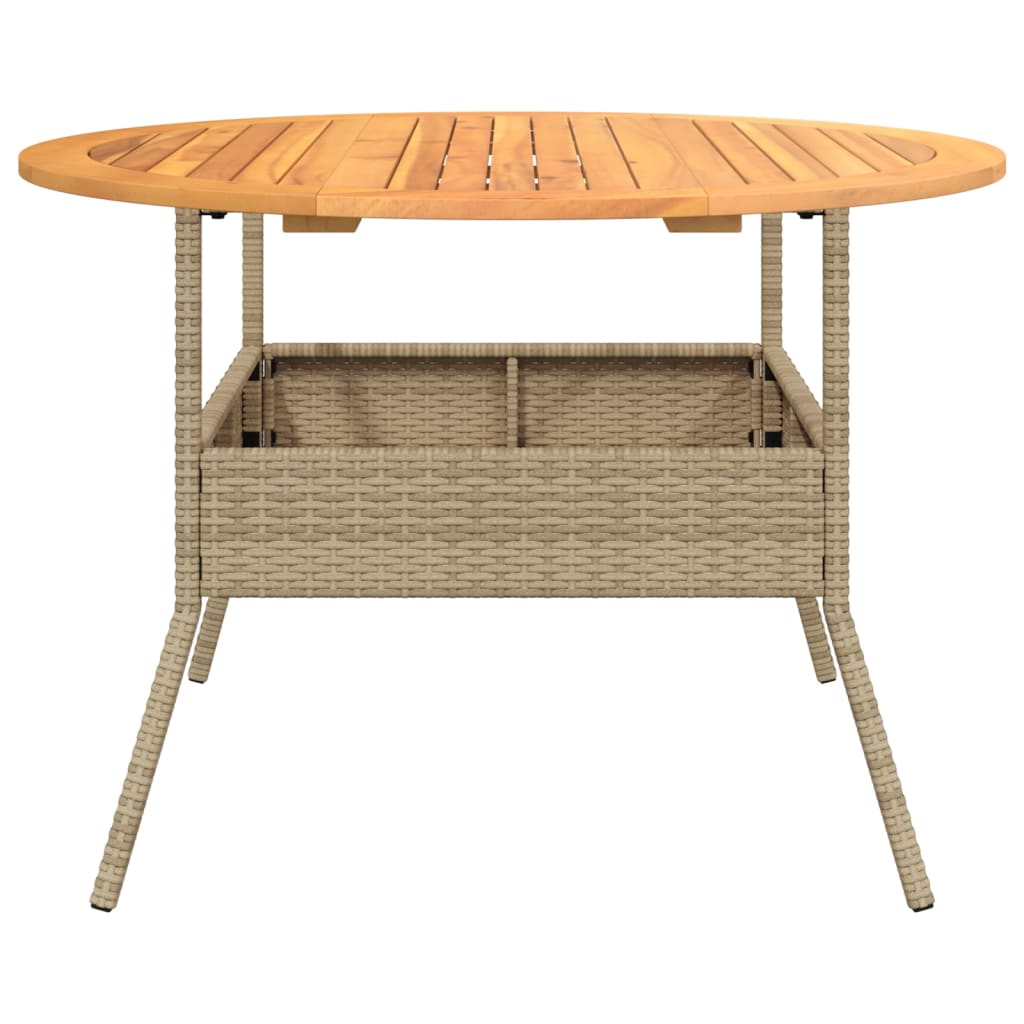 Tuintafel met acaciahouten blad Ø110x71 cm poly rattan beige is nu te koop bij PeponiXL, paradijselijk wonen!