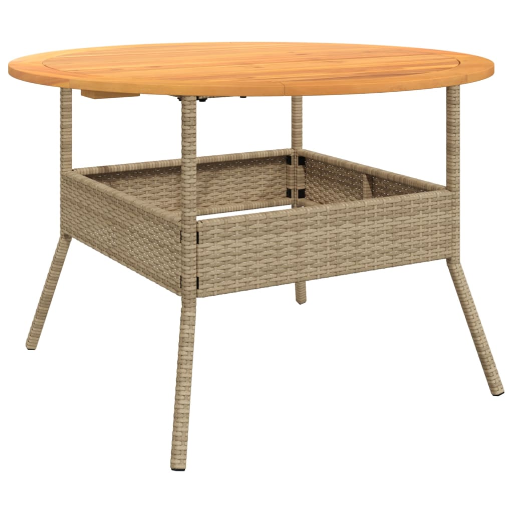 Tuintafel met acaciahouten blad Ø110x71 cm poly rattan beige is nu te koop bij PeponiXL, paradijselijk wonen!