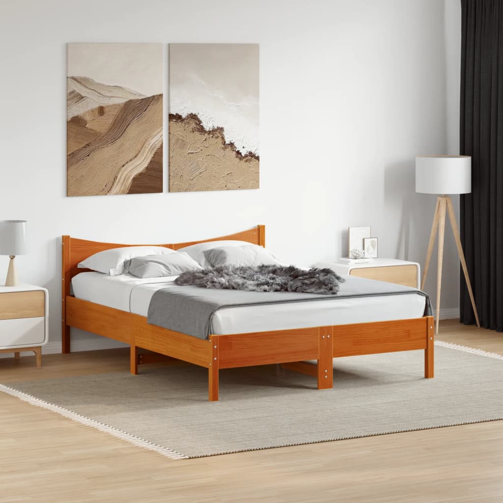 Bedframe zonder matras massief grenenhout wasbruin 140x200 cm is nu te koop bij PeponiXL, paradijselijk wonen!