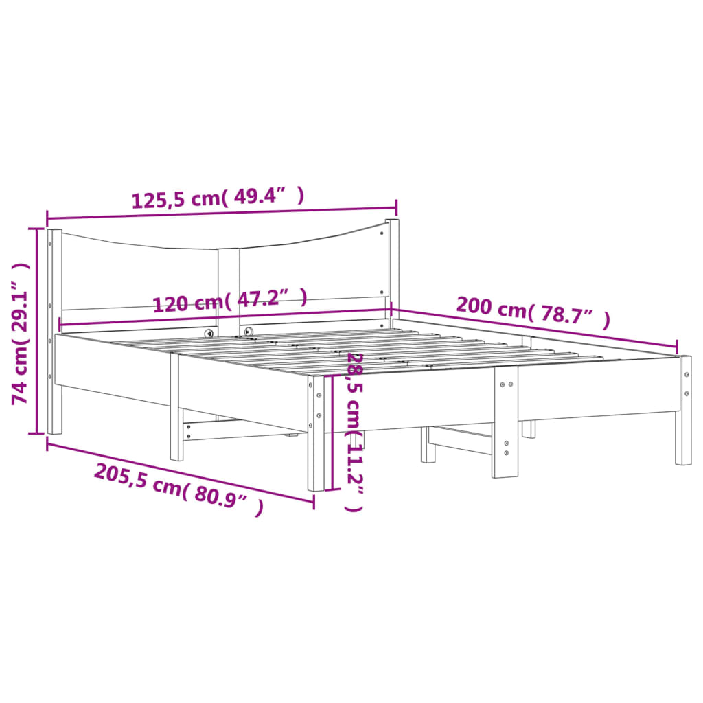Bedframe zonder matras massief grenenhout wit 120x200 cm is nu te koop bij PeponiXL, paradijselijk wonen!