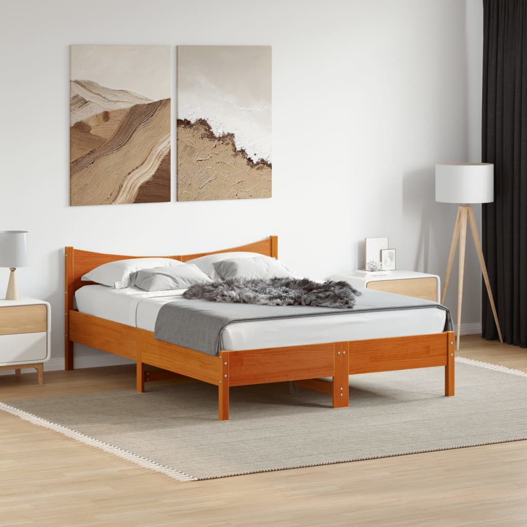 Bedframe zonder matras massief grenenhout wasbruin 120x200 cm is nu te koop bij PeponiXL, paradijselijk wonen!