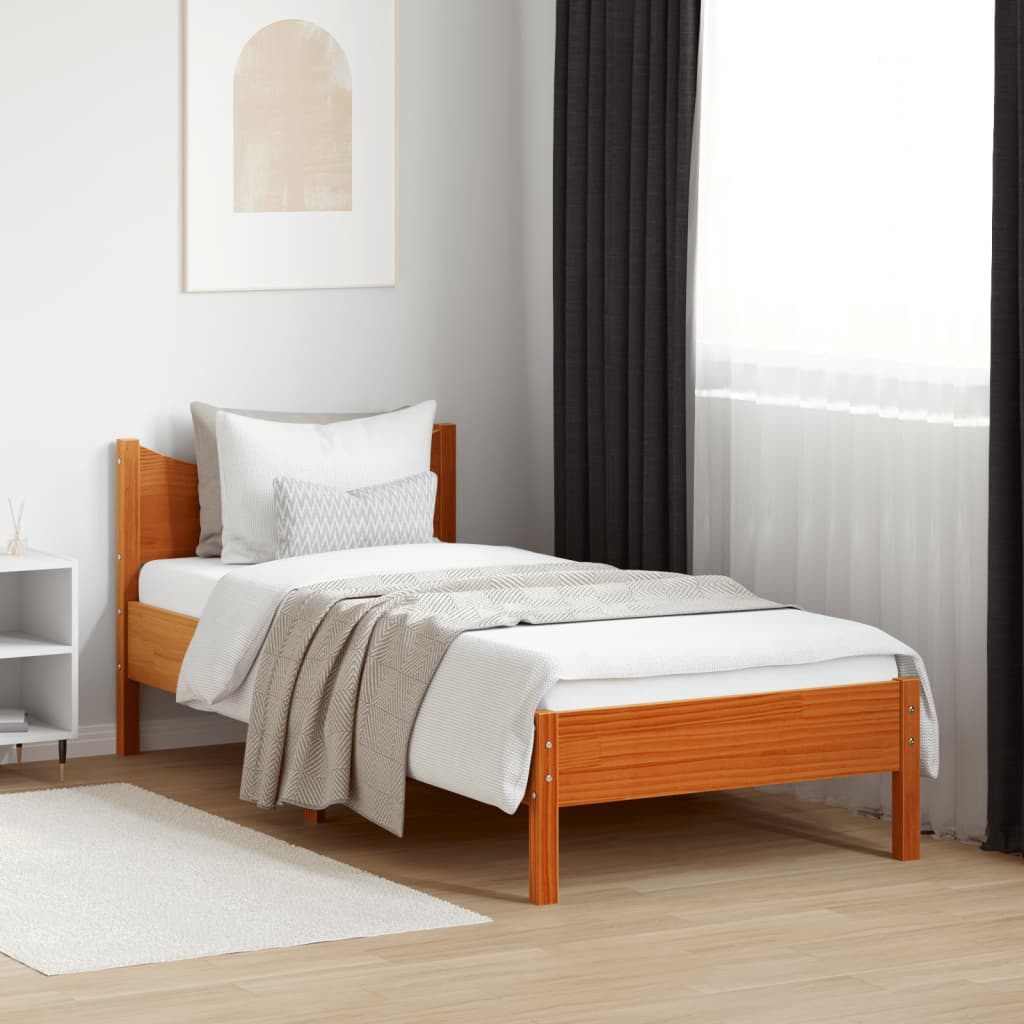 Bedframe zonder matras massief grenenhout wasbruin 100x200 cm is nu te koop bij PeponiXL, paradijselijk wonen!