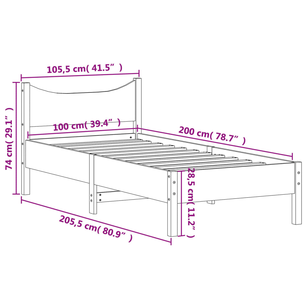 Bedframe zonder matras massief grenenhout wasbruin 100x200 cm is nu te koop bij PeponiXL, paradijselijk wonen!