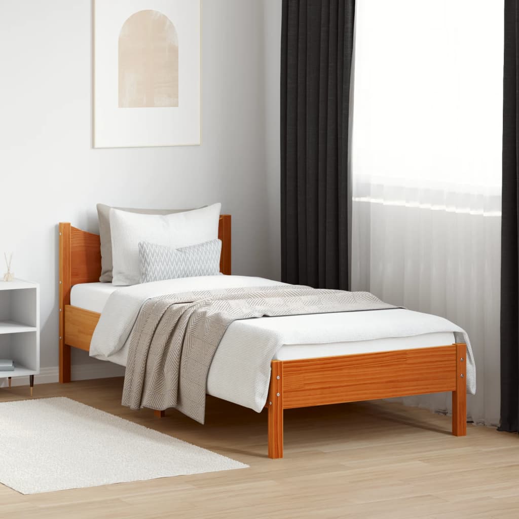 Bedframe zonder matras massief grenenhout wasbruin 90x190 cm is nu te koop bij PeponiXL, paradijselijk wonen!