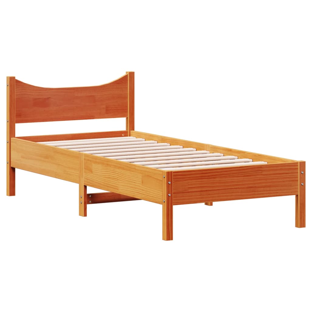 Bedframe zonder matras massief grenenhout wasbruin 75x190 cm is nu te koop bij PeponiXL, paradijselijk wonen!
