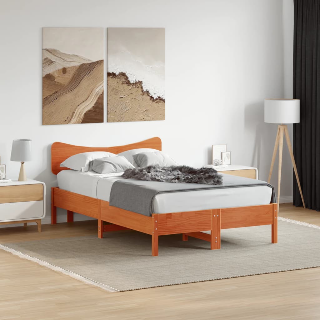 Hoofdbord 135 cm massief grenenhout wasbruin is nu te koop bij PeponiXL, paradijselijk wonen!