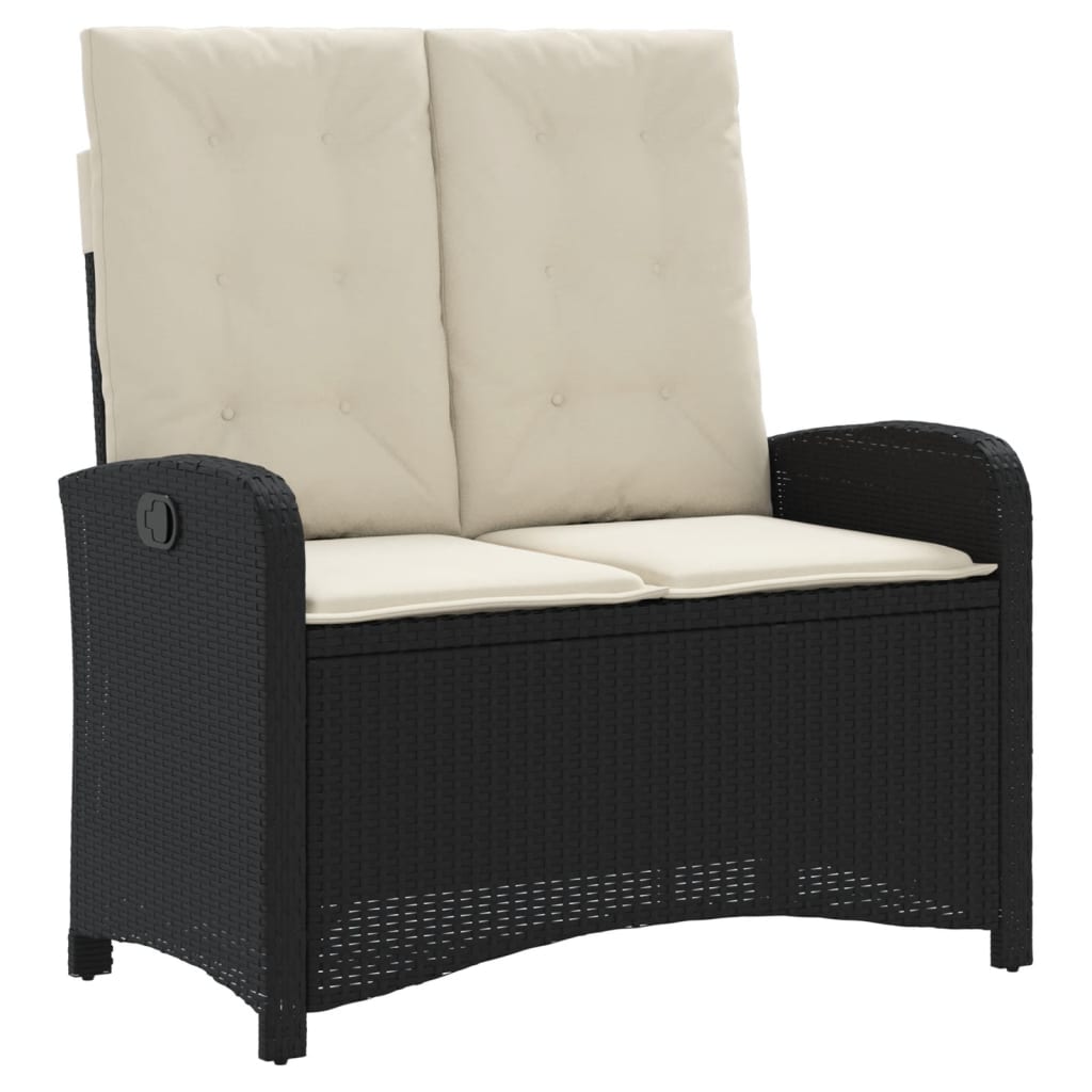 Tuinbankje verstelbaar met kussens poly rattan zwart is nu te koop bij PeponiXL, paradijselijk wonen!