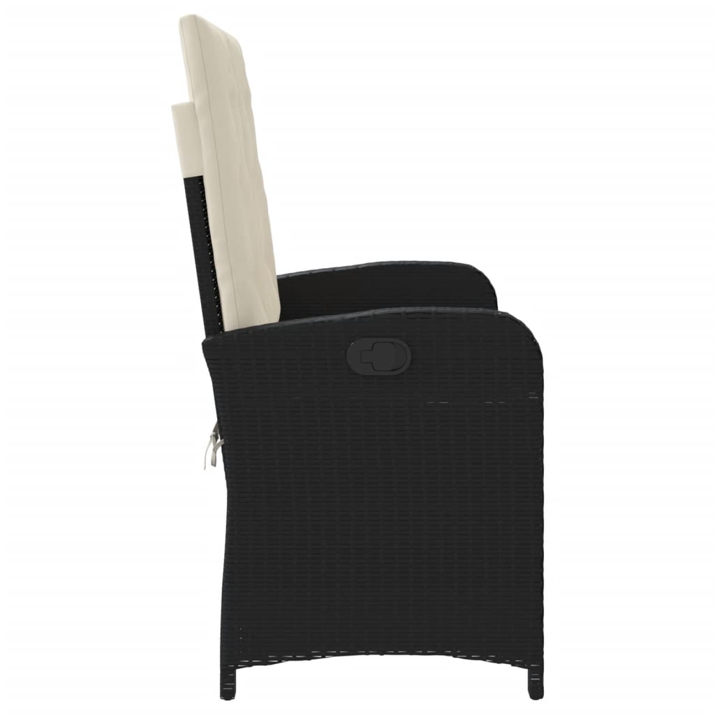 Tuinbankje verstelbaar met kussens poly rattan zwart is nu te koop bij PeponiXL, paradijselijk wonen!