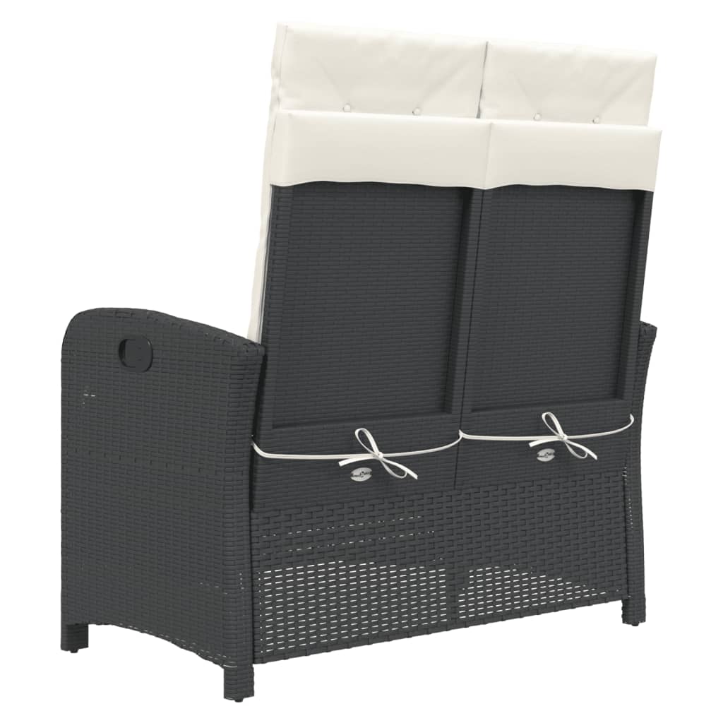 Tuinbankje verstelbaar met kussens poly rattan zwart is nu te koop bij PeponiXL, paradijselijk wonen!
