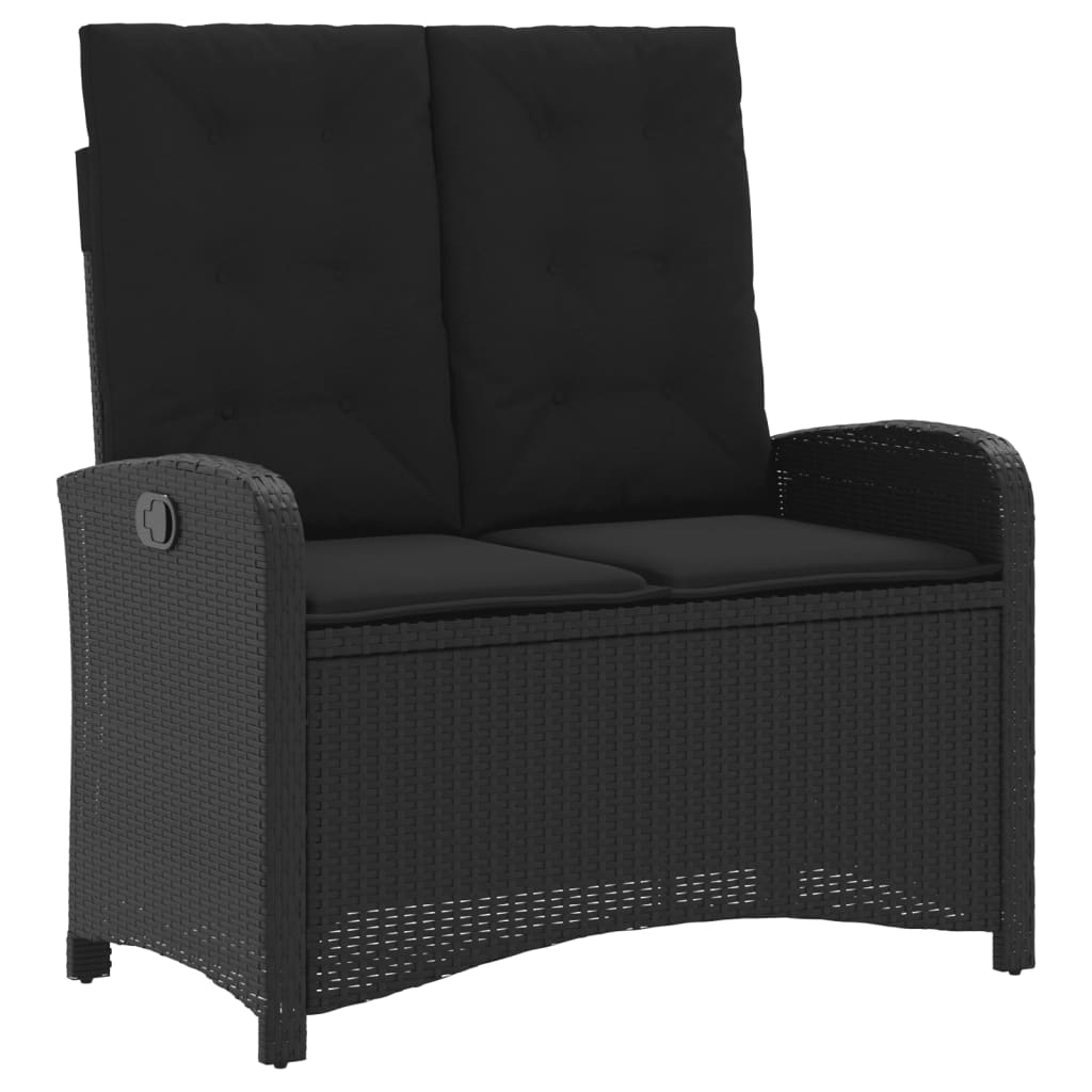 Tuinbankje verstelbaar met kussens poly rattan zwart is nu te koop bij PeponiXL, paradijselijk wonen!