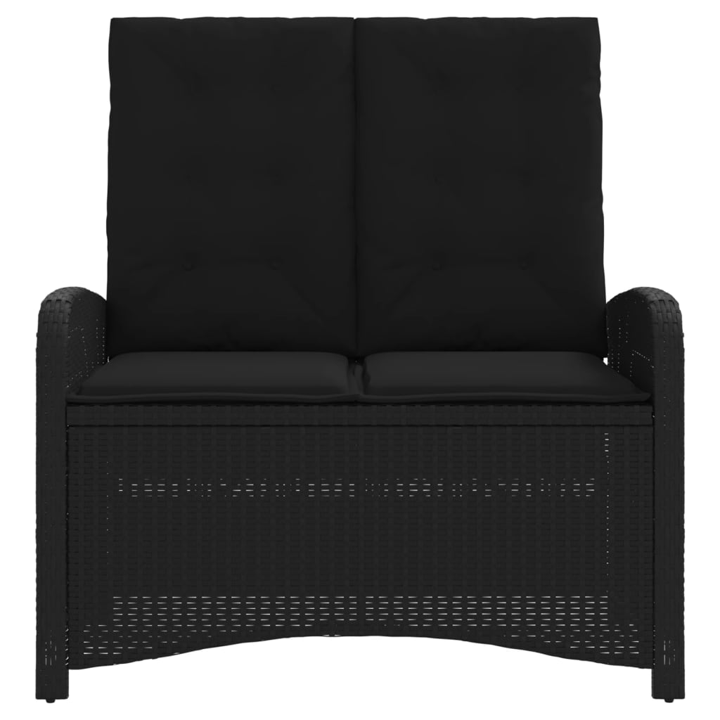 Tuinbankje verstelbaar met kussens poly rattan zwart is nu te koop bij PeponiXL, paradijselijk wonen!