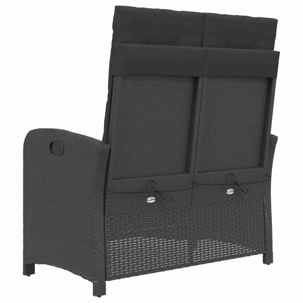 Tuinbankje verstelbaar met kussens poly rattan zwart is nu te koop bij PeponiXL, paradijselijk wonen!