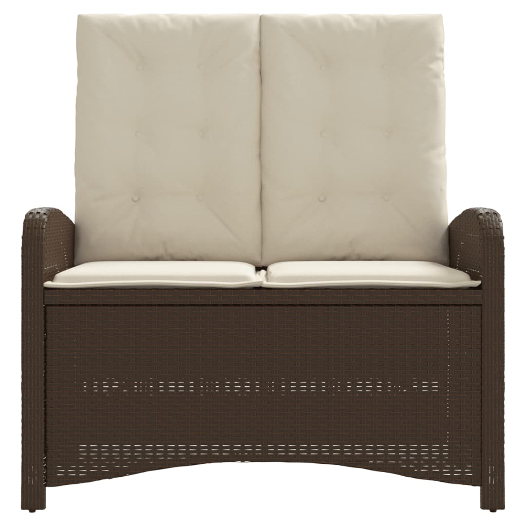 Tuinbankje verstelbaar met kussens poly rattan bruin is nu te koop bij PeponiXL, paradijselijk wonen!