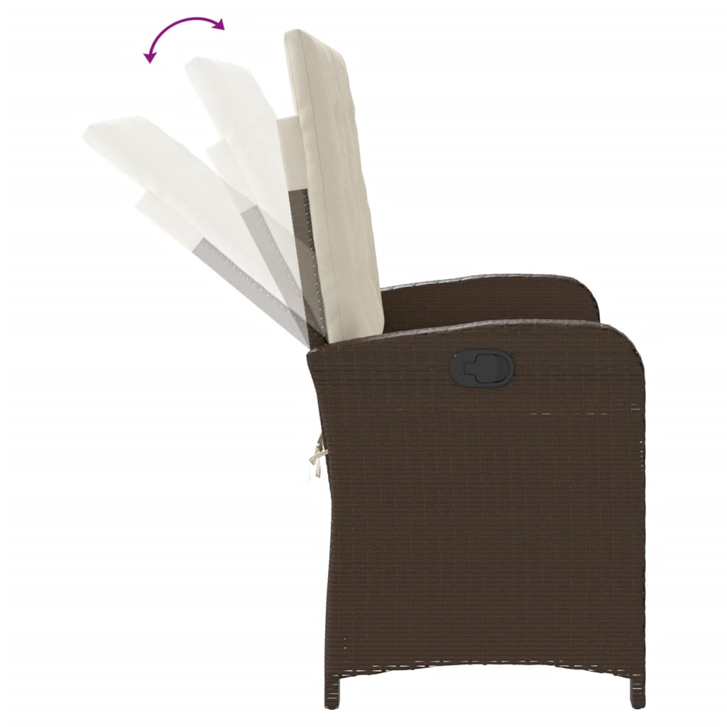 Tuinbankje verstelbaar met kussens poly rattan bruin is nu te koop bij PeponiXL, paradijselijk wonen!