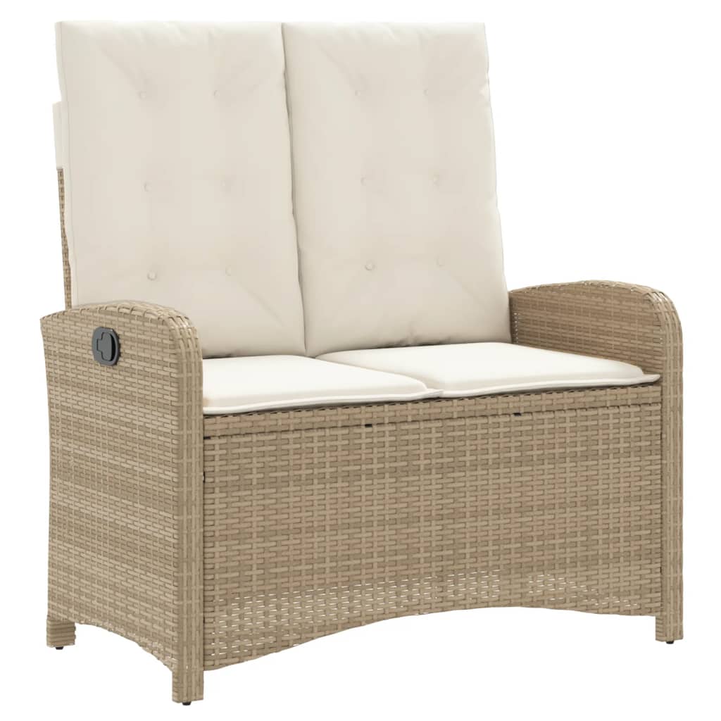 Tuinbankje verstelbaar met kussens poly rattan beige is nu te koop bij PeponiXL, paradijselijk wonen!