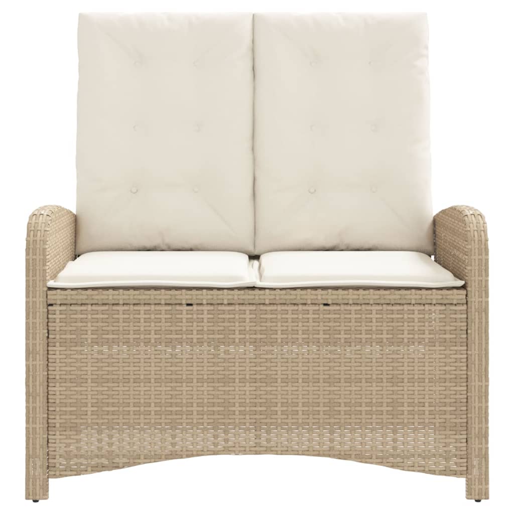 Tuinbankje verstelbaar met kussens poly rattan beige is nu te koop bij PeponiXL, paradijselijk wonen!