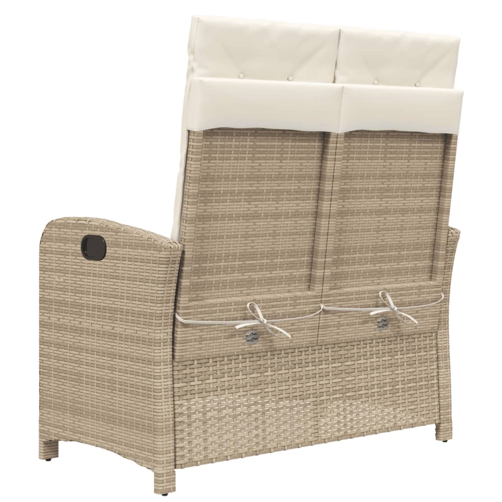 Tuinbankje verstelbaar met kussens poly rattan beige is nu te koop bij PeponiXL, paradijselijk wonen!