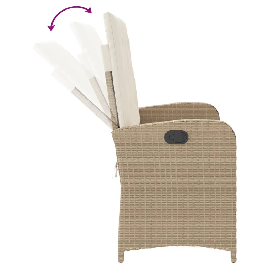 Tuinbankje verstelbaar met kussens poly rattan beige is nu te koop bij PeponiXL, paradijselijk wonen!