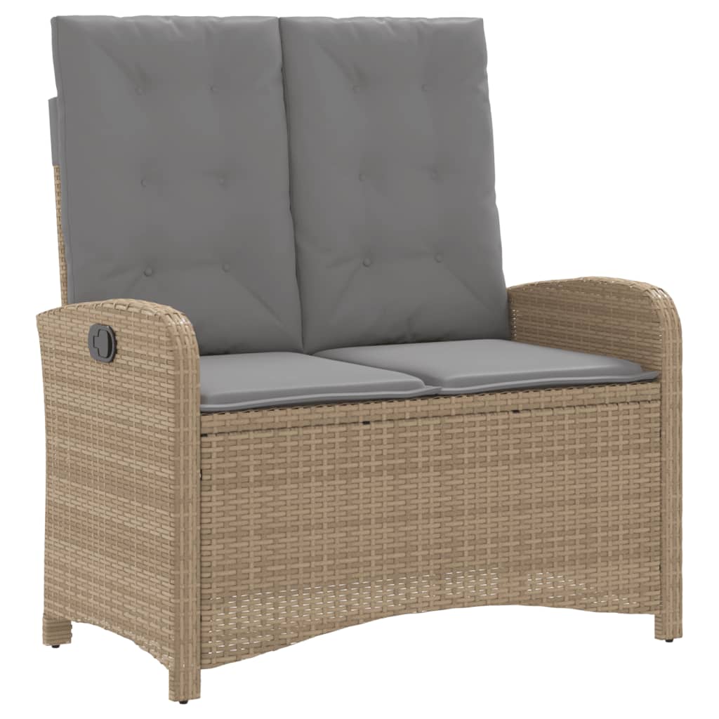 Tuinbankje verstelbaar met kussens poly rattan beige is nu te koop bij PeponiXL, paradijselijk wonen!