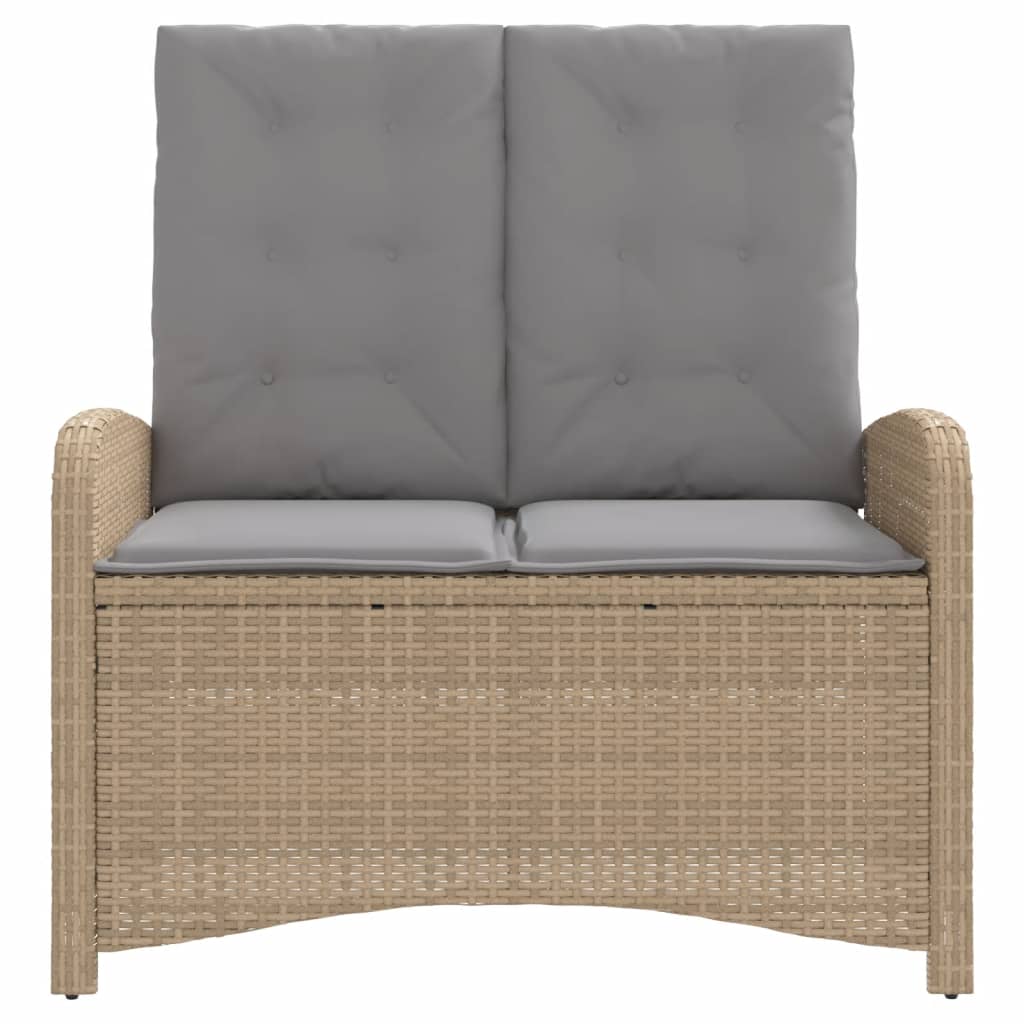Tuinbankje verstelbaar met kussens poly rattan beige is nu te koop bij PeponiXL, paradijselijk wonen!