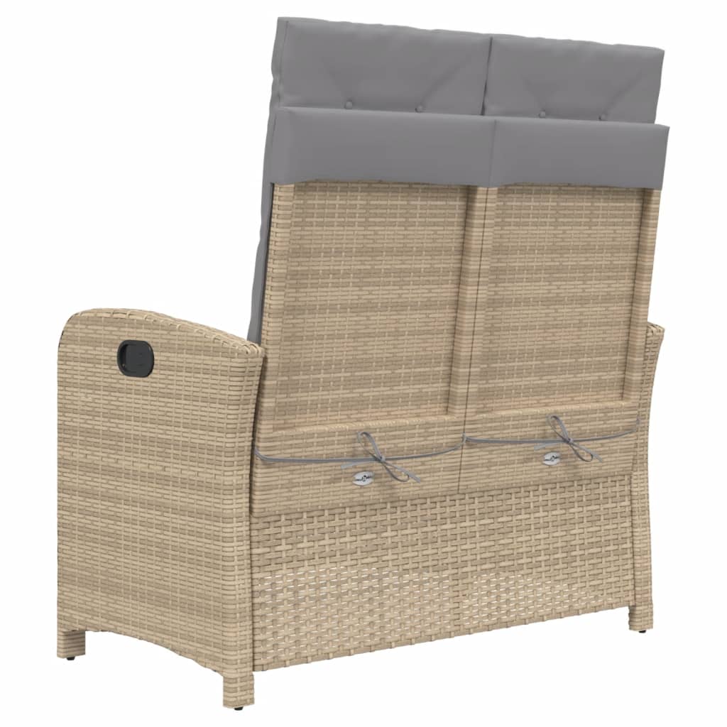 Tuinbankje verstelbaar met kussens poly rattan beige is nu te koop bij PeponiXL, paradijselijk wonen!
