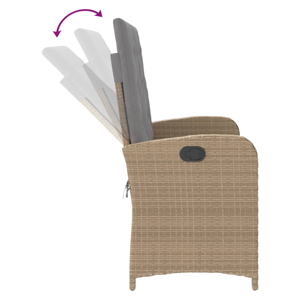 Tuinbankje verstelbaar met kussens poly rattan beige is nu te koop bij PeponiXL, paradijselijk wonen!