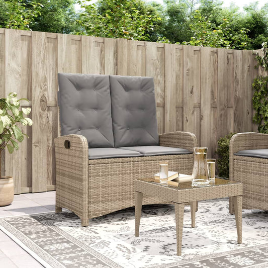 Tuinbankje verstelbaar met kussens poly rattan beige is nu te koop bij PeponiXL, paradijselijk wonen!