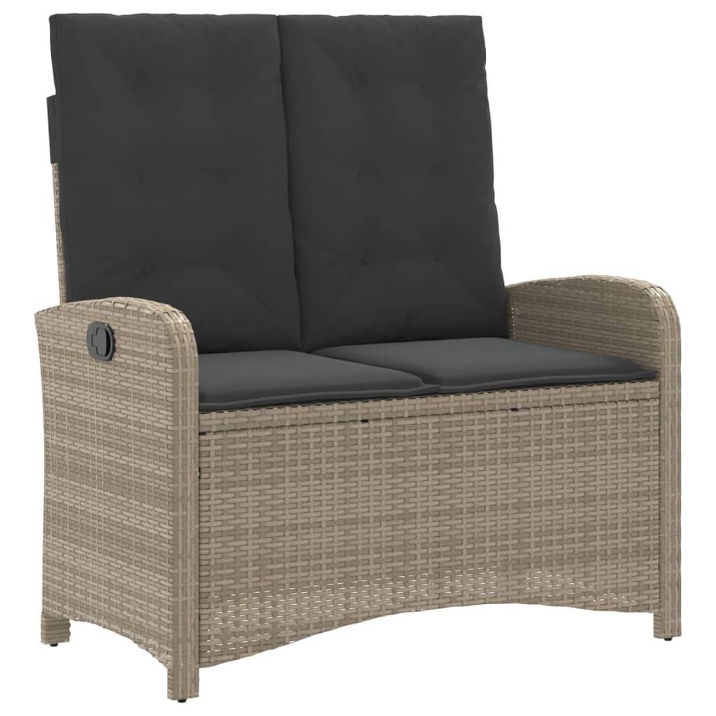 Tuinbankje verstelbaar met kussens poly rattan lichtgrijs is nu te koop bij PeponiXL, paradijselijk wonen!
