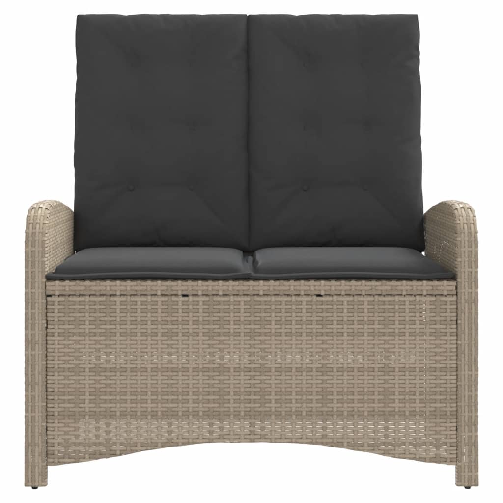 Tuinbankje verstelbaar met kussens poly rattan lichtgrijs is nu te koop bij PeponiXL, paradijselijk wonen!