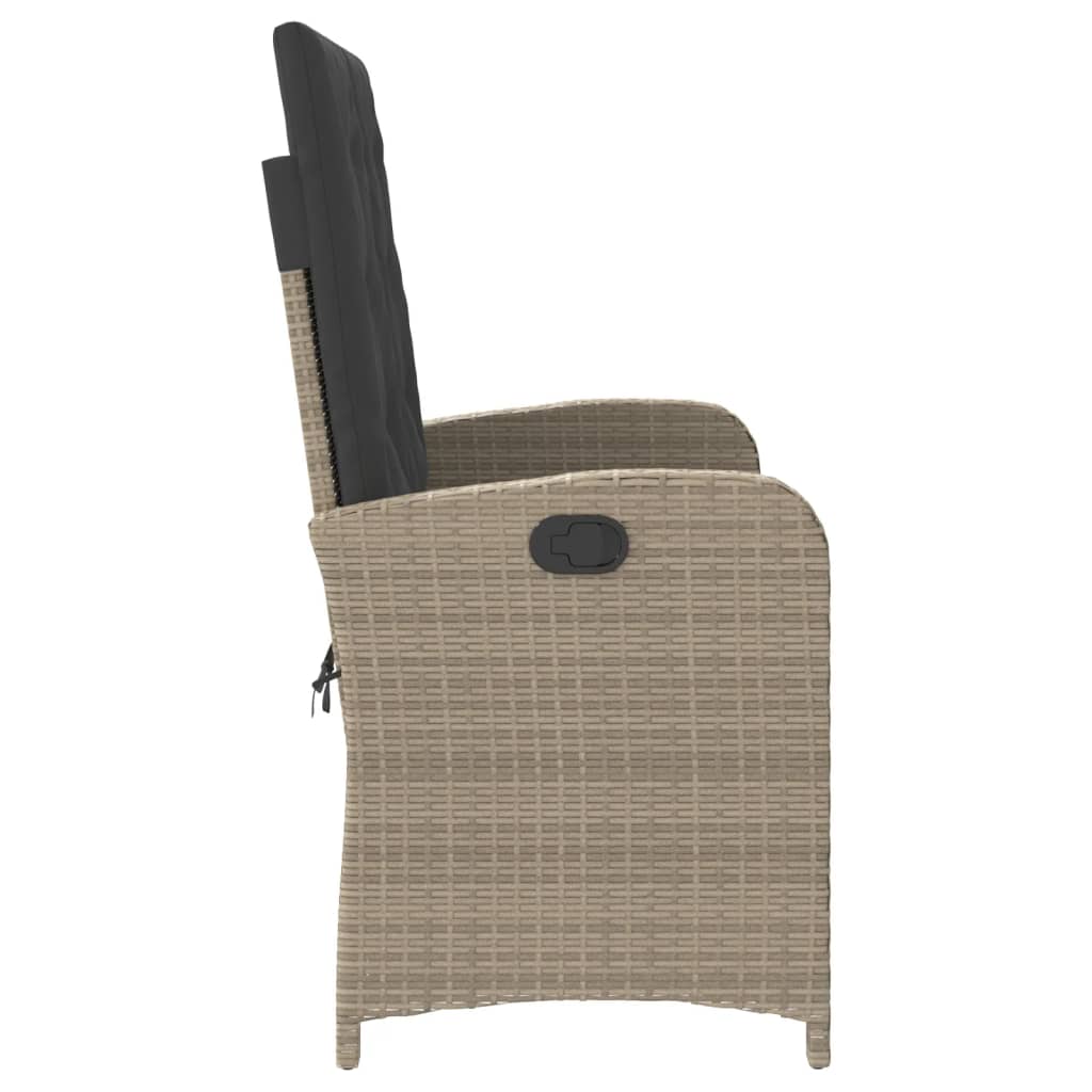 Tuinbankje verstelbaar met kussens poly rattan lichtgrijs is nu te koop bij PeponiXL, paradijselijk wonen!