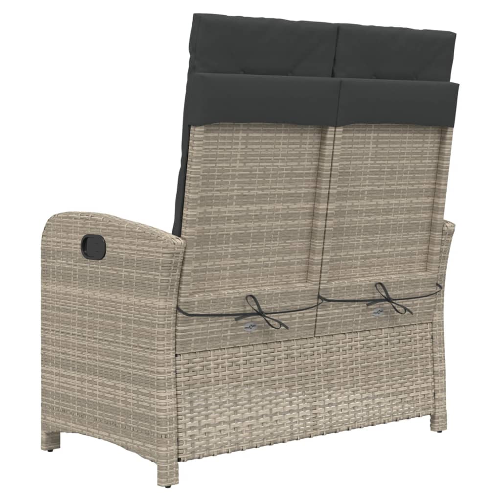 Tuinbankje verstelbaar met kussens poly rattan lichtgrijs is nu te koop bij PeponiXL, paradijselijk wonen!