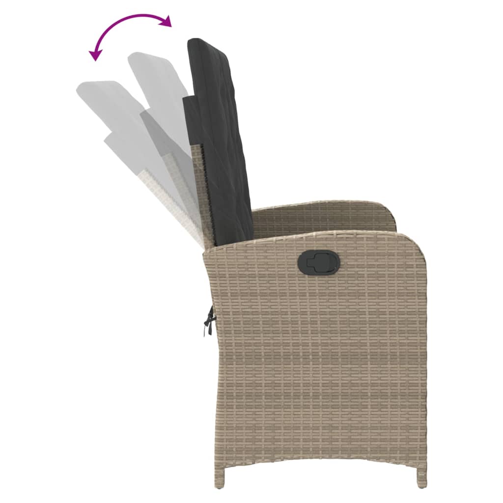 Tuinbankje verstelbaar met kussens poly rattan lichtgrijs is nu te koop bij PeponiXL, paradijselijk wonen!