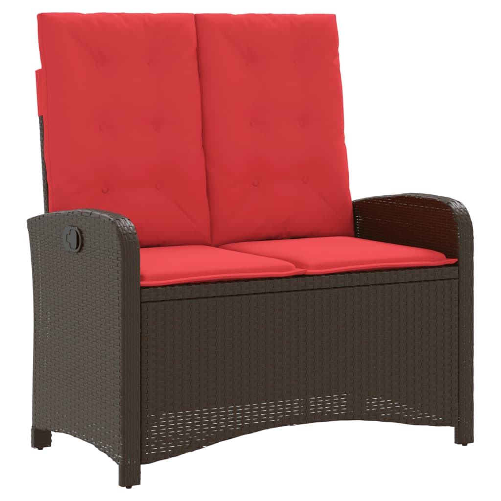 Tuinbankje verstelbaar met kussens poly rattan bruin is nu te koop bij PeponiXL, paradijselijk wonen!