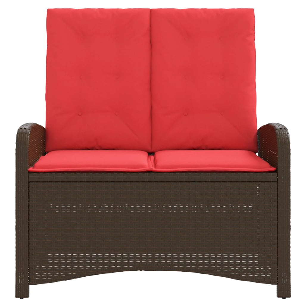 Tuinbankje verstelbaar met kussens poly rattan bruin is nu te koop bij PeponiXL, paradijselijk wonen!
