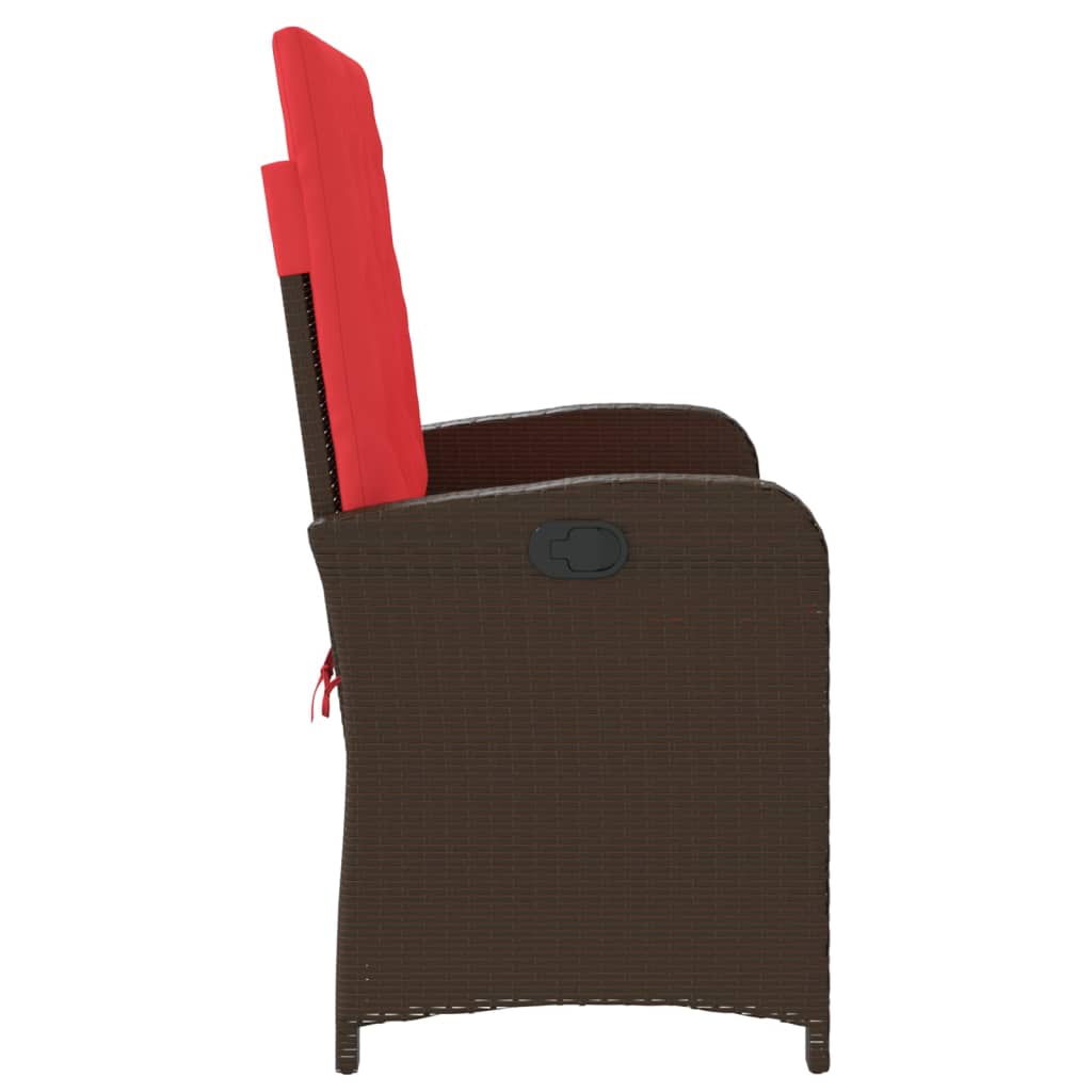 Tuinbankje verstelbaar met kussens poly rattan bruin is nu te koop bij PeponiXL, paradijselijk wonen!