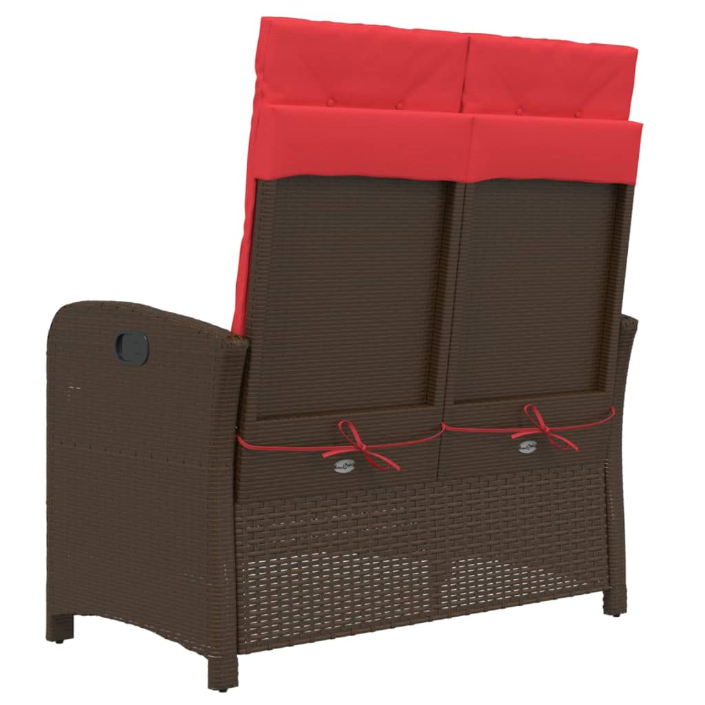 Tuinbankje verstelbaar met kussens poly rattan bruin is nu te koop bij PeponiXL, paradijselijk wonen!