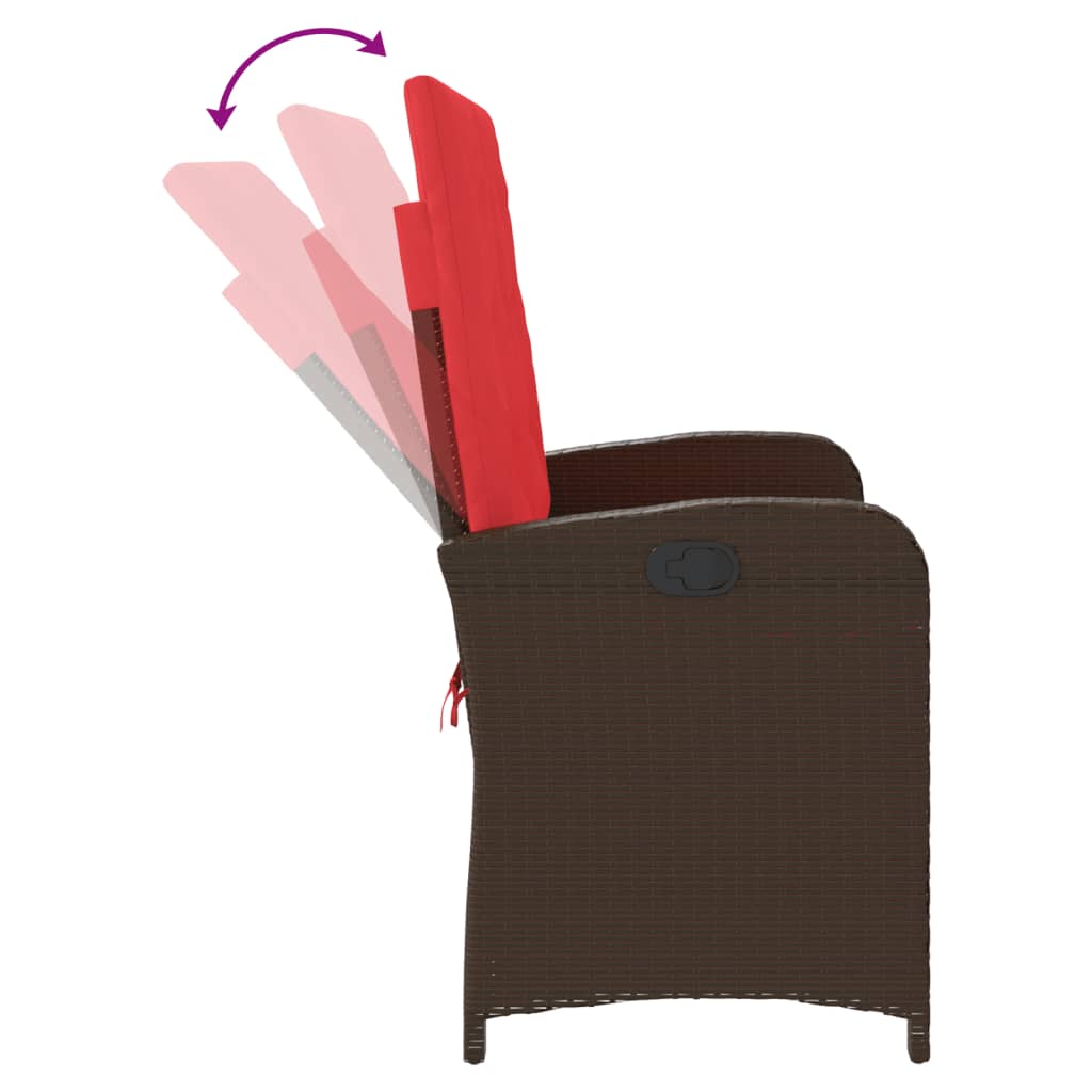 Tuinbankje verstelbaar met kussens poly rattan bruin is nu te koop bij PeponiXL, paradijselijk wonen!