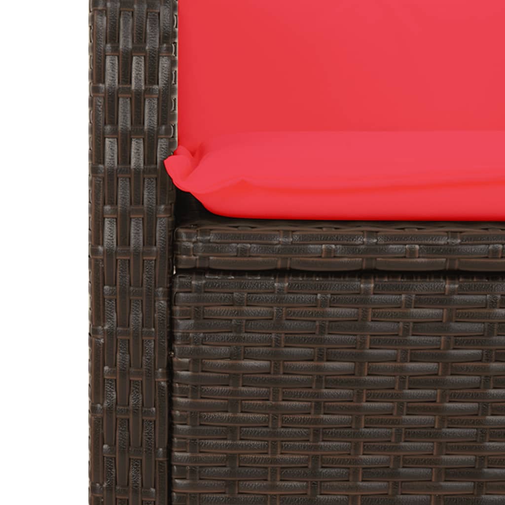 Tuinbankje verstelbaar met kussens poly rattan bruin is nu te koop bij PeponiXL, paradijselijk wonen!