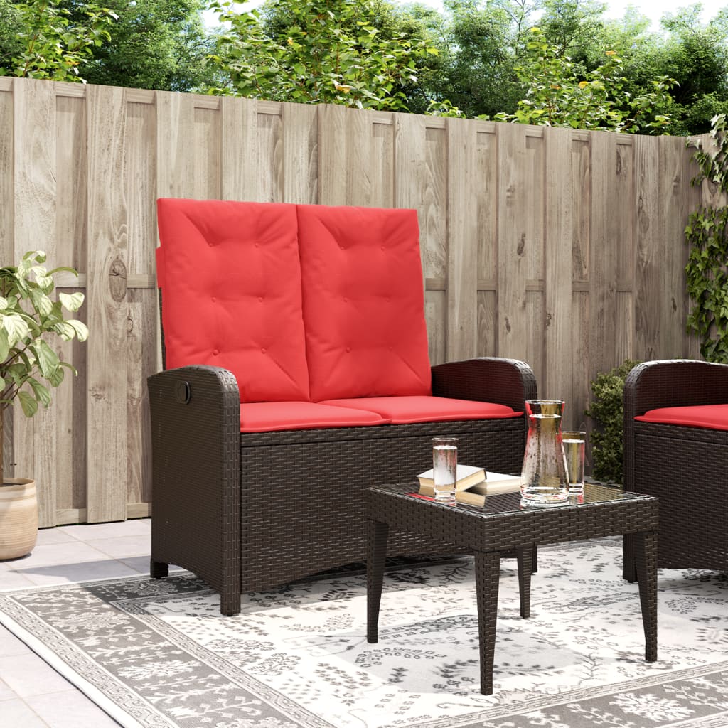 Tuinbankje verstelbaar met kussens poly rattan bruin is nu te koop bij PeponiXL, paradijselijk wonen!